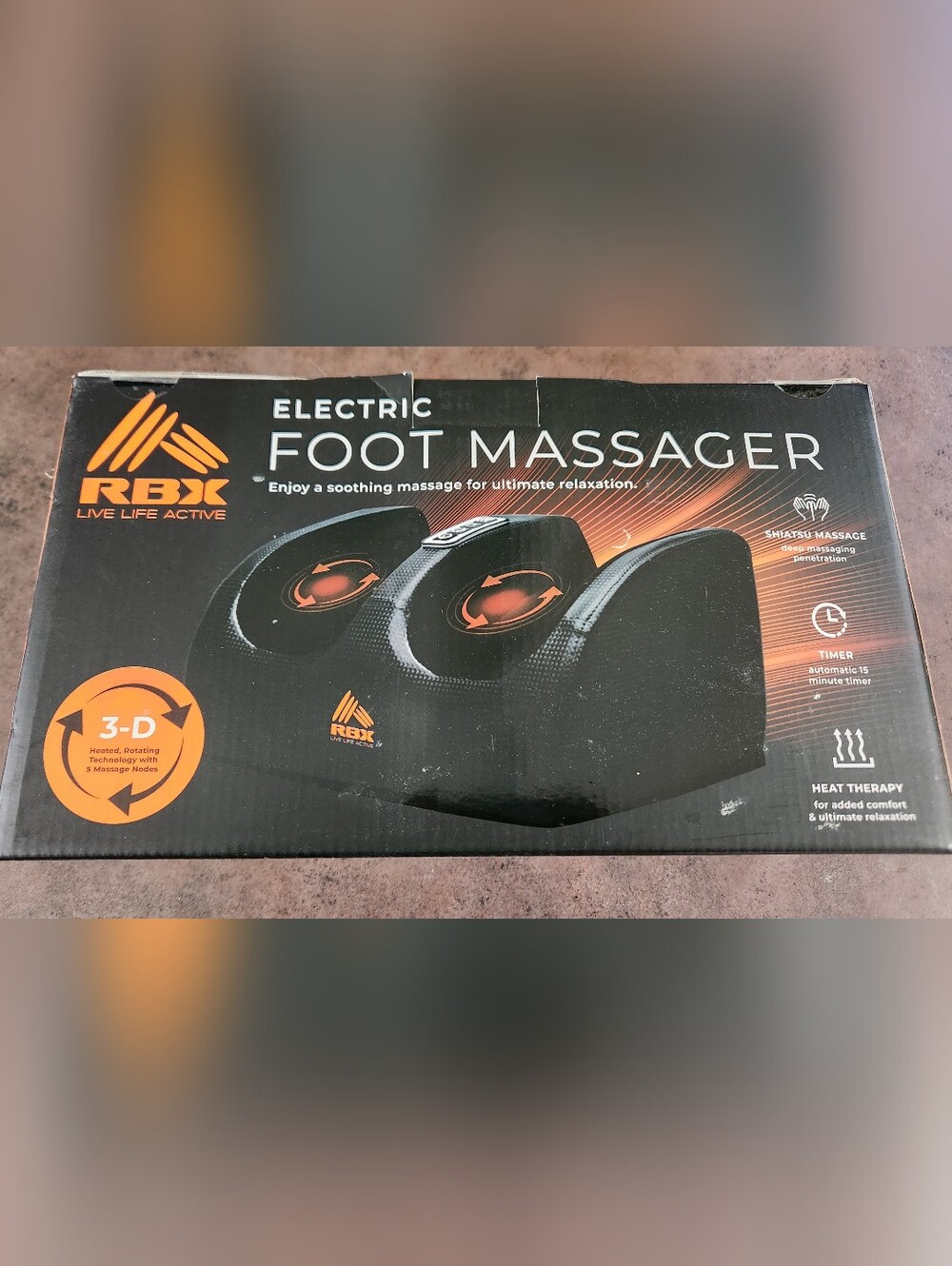 RBX Electric Heated 3D Shiatsu Leg Foot Massager Black Timer NIB Sealed New